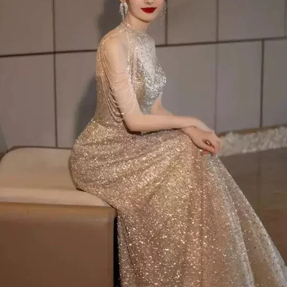 Sparkling Formal Ballgown Maxi Dress - Picture 4 of 5